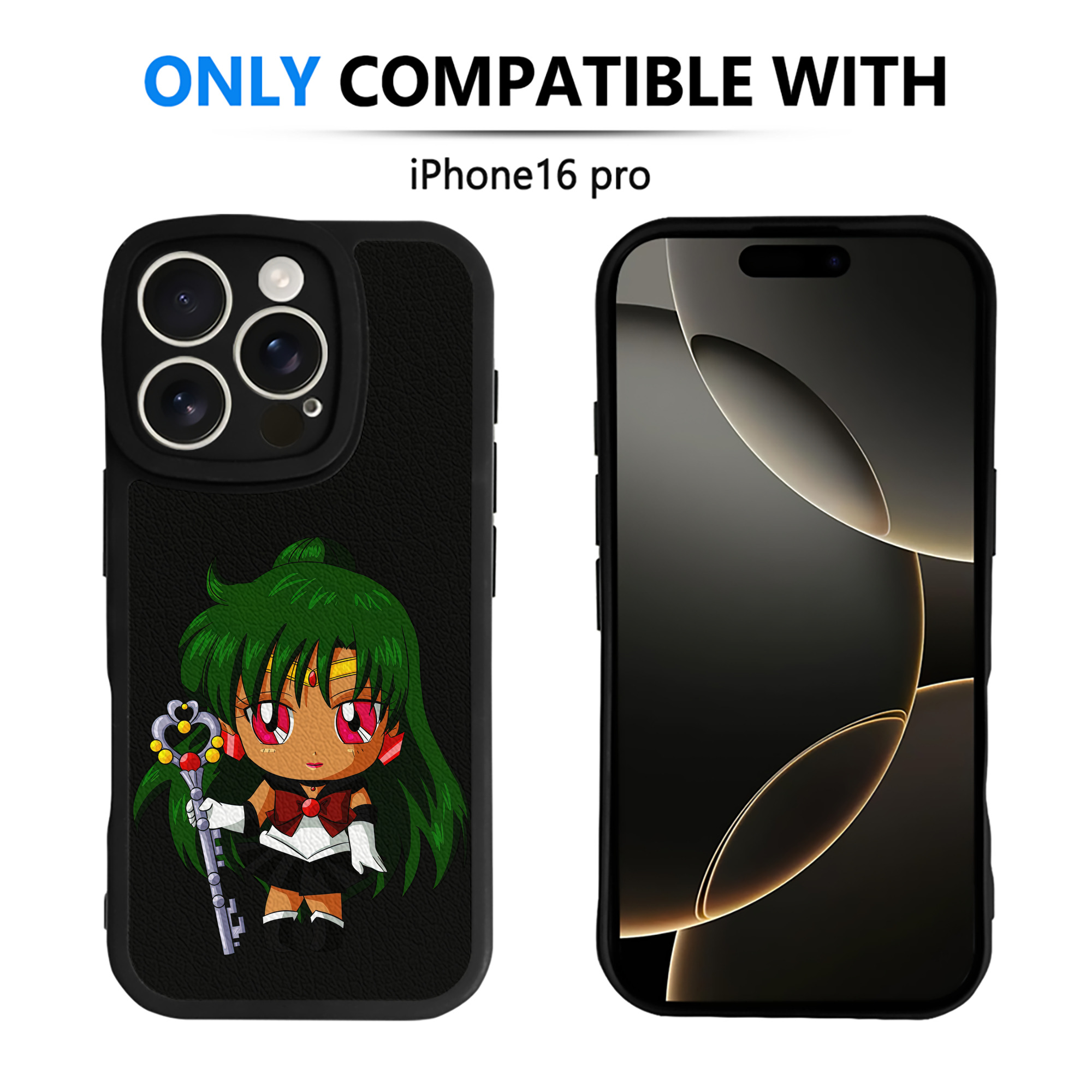 （画像用） 美少女戦士セーラームーン 冥王せつな Sailor Moon Meiou Setsuna 【iPhone 16シリーズ対応】シリコンスマホケース（レザー調） 材質：シリコン
